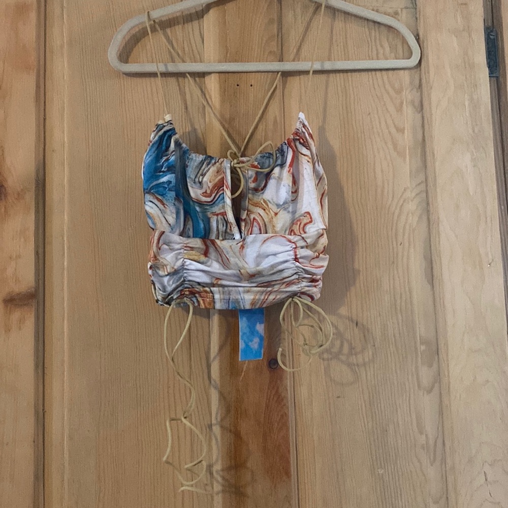 Cider Tops | Cider, Strappy Retro Oil Painting Crop Top, size s.